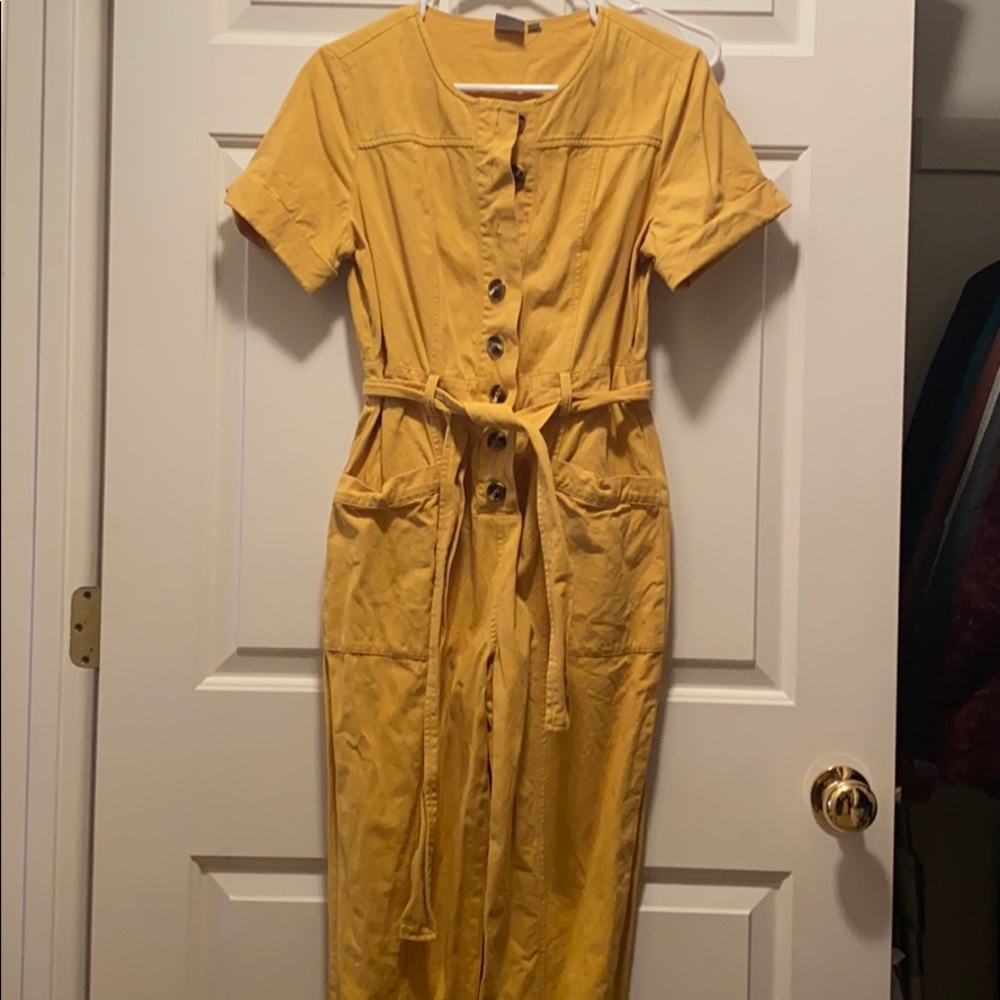 Long mustard yellow jumpsuit
